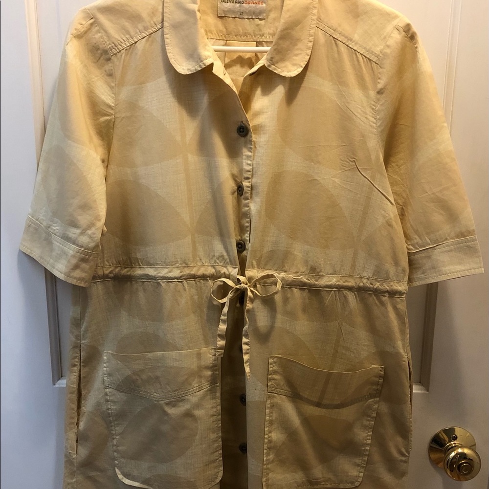 Olive and Orange Button Down Tie Dress